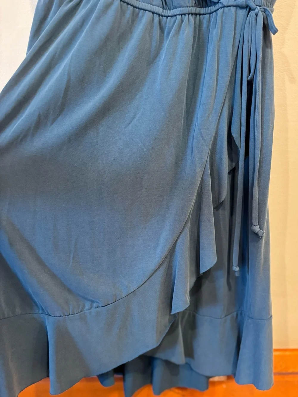 Francesca's Collection Ayla Blue Ruffle Wrap Mini Flutter Dress Women's Small
